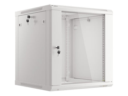 Lanberg wall-mounted installation rack cabinet 19'' 12U 600x600mm gray (glass door)