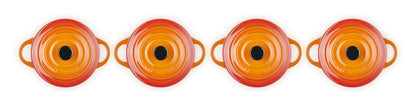 Σετ από 4 μικρές πήλινες κατσαρόλες Le Creuset 10x5 εκ. σε ηφαιστειακό χρώμα