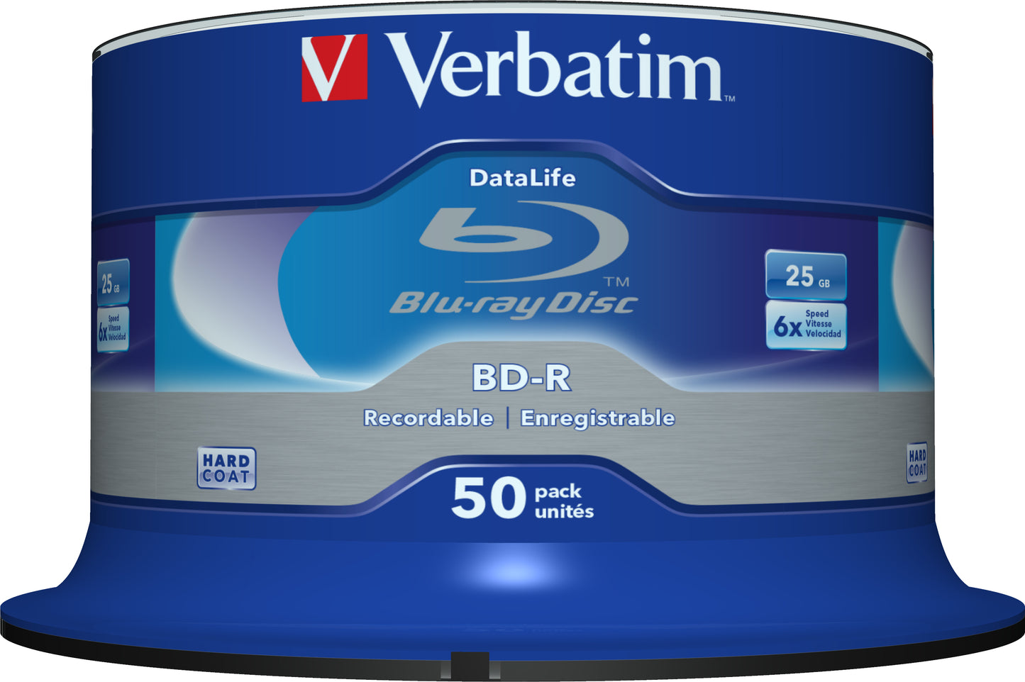 1x50 Verbatim BD-R Blu-Ray 25GB 6x Speed Datalife No-ID Cakebox