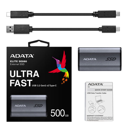 ADATA SE880 500 GB Ασύρματος Δίσκος σε Γκρι Χρώμα