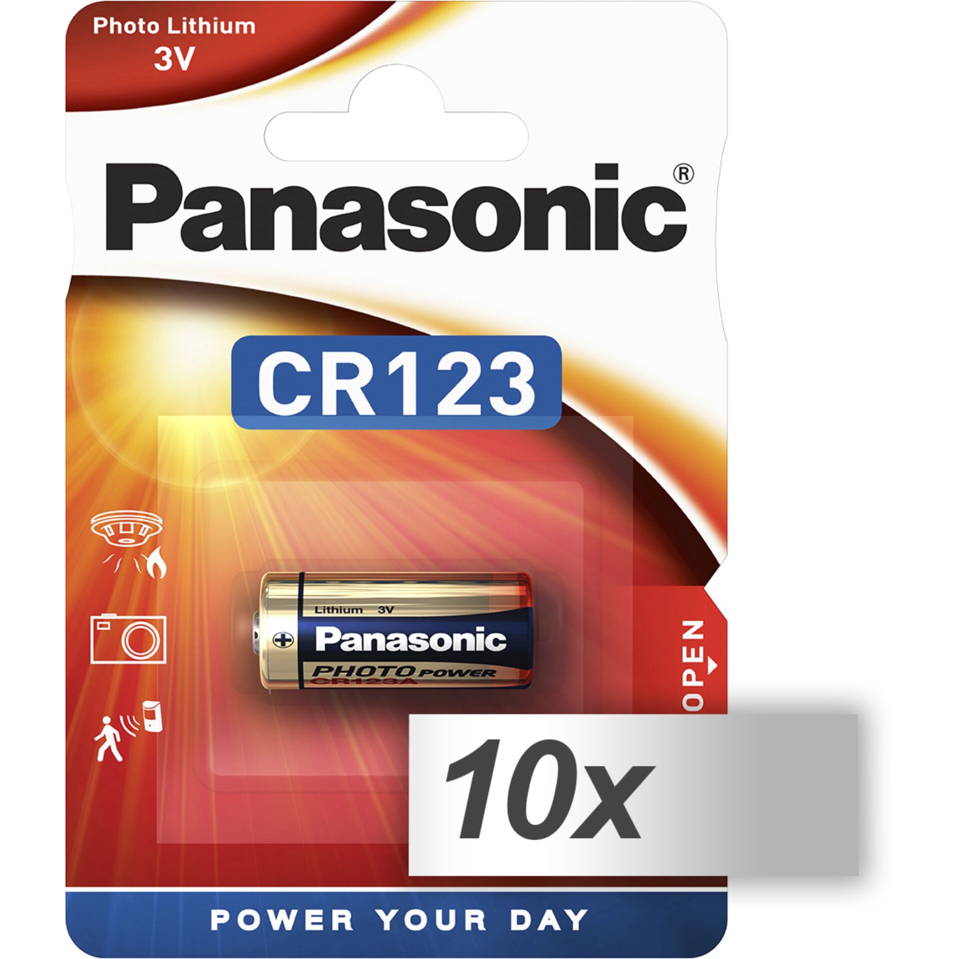 1x10 Panasonic Photo CR-123 A Λιθίου VPE Εσωτερικό Κουτί