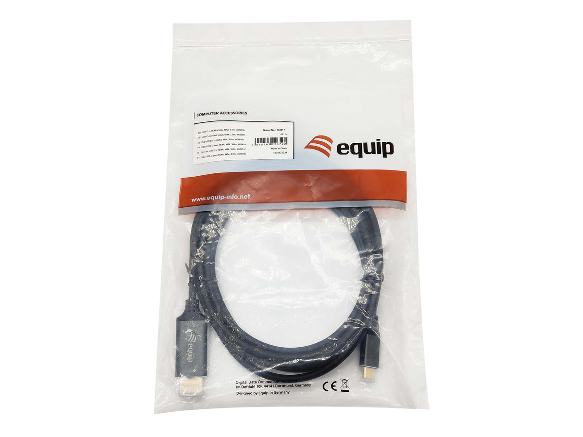 Equip Adapter USB-C->HDMI2.0        St/St 4K/ 60Hz 3.00m PVC