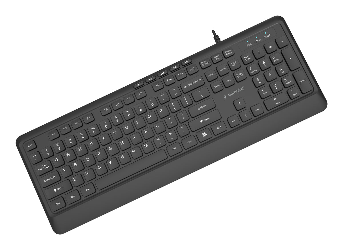Gembird KB-MCH-05 Slim wired multimedia keyboard, black, US layout