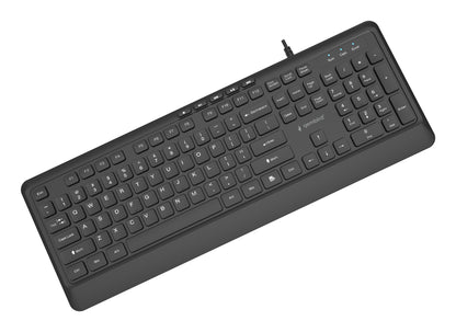 Gembird KB-MCH-05 Slim wired multimedia keyboard, black, US layout