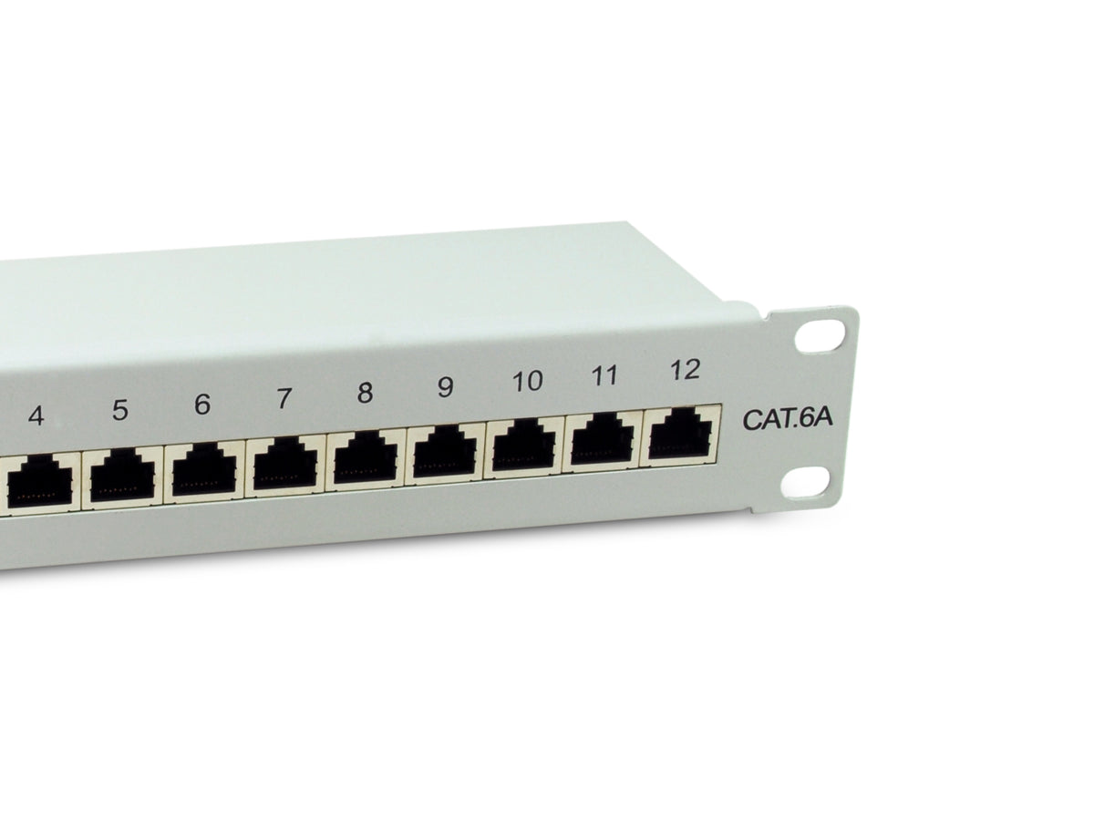 Equip 10" Patchpanel 12xRJ45 Cat6a FTP 1U     500MHz RAL7035