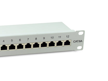 Equip 10" Patchpanel 12xRJ45 Cat6a FTP 1U     500MHz RAL7035