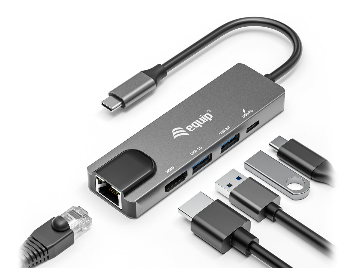 Equip Dock  5-1 USB-C->HDMI,2xUSB-A,GbE,100W USB-C     0.25m