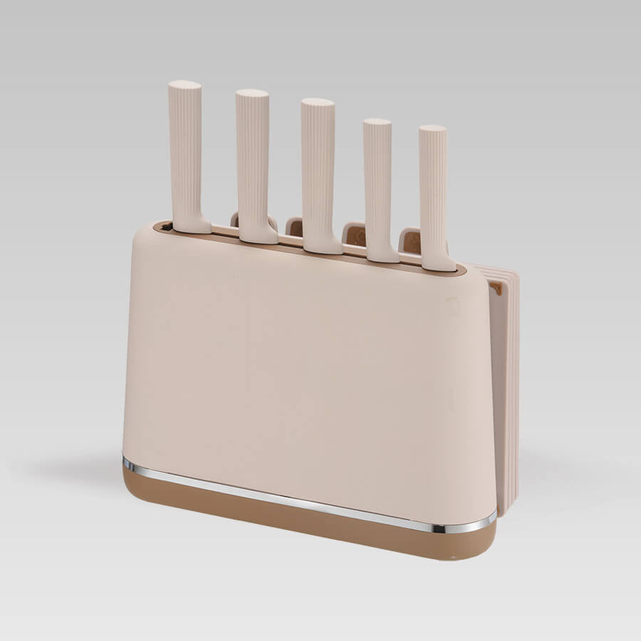 Σετ Μαχαιριών Maestro MR-1412-BEIGE με βάση και σετ επιφάνειας κοπής σε μπεζ χρώμα