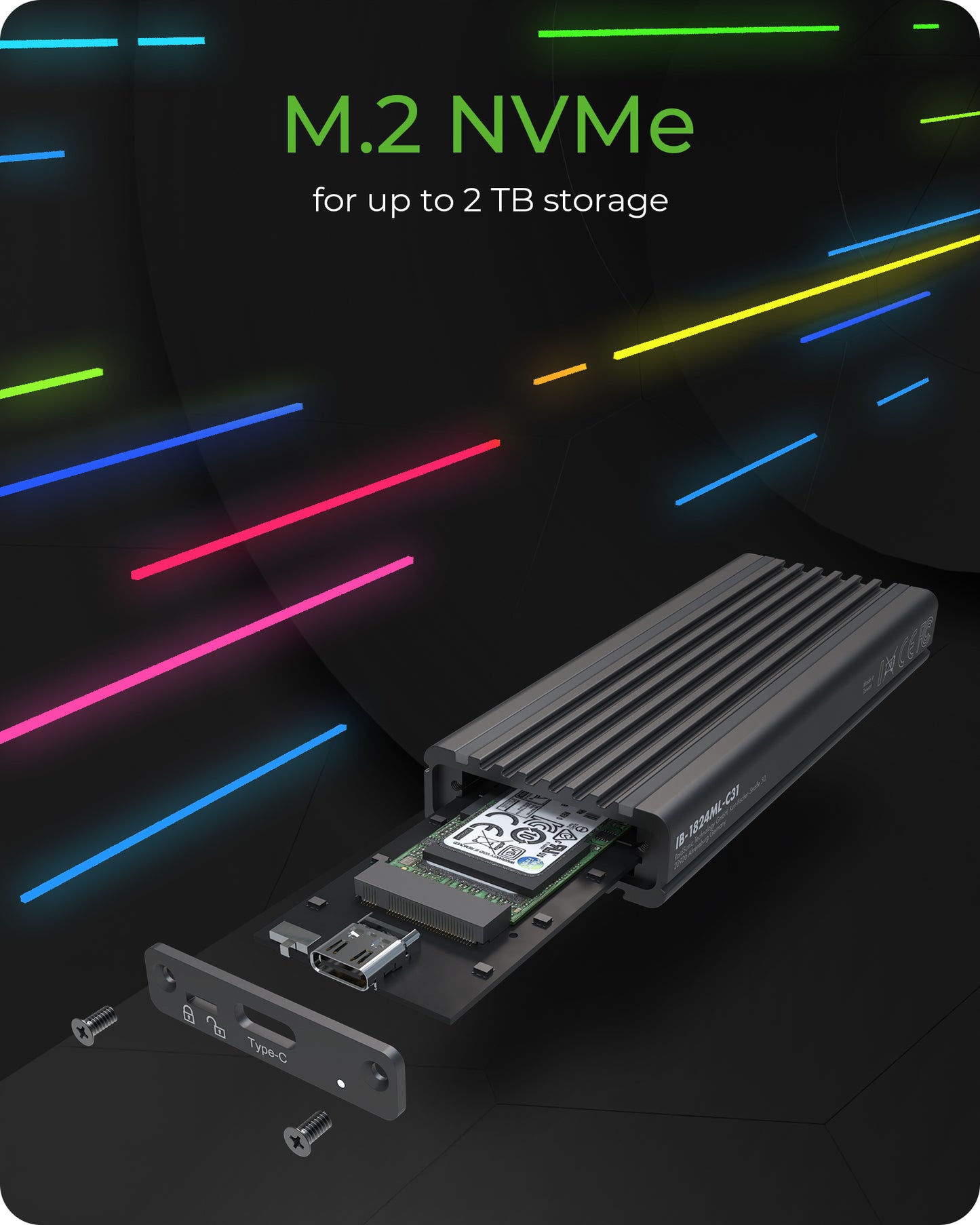 ICY BOX IB-1824ML-C31 USB-C 3.2 Gen2 Enclosure for 1x NVMe SSD