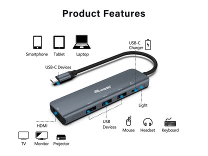 Equip Dock  5-1 USB-C->HDMI,3xUSB-A,100W USB-C         0.25m