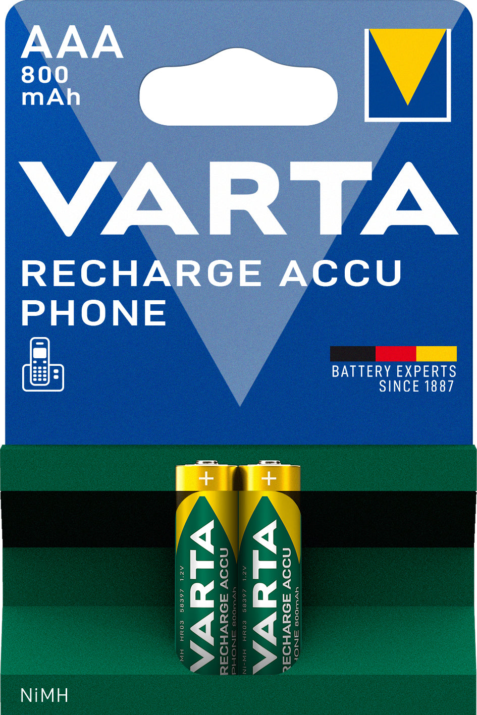 1x2 Varta Professional Accu NiMH 800 mAh AAA Phone Power