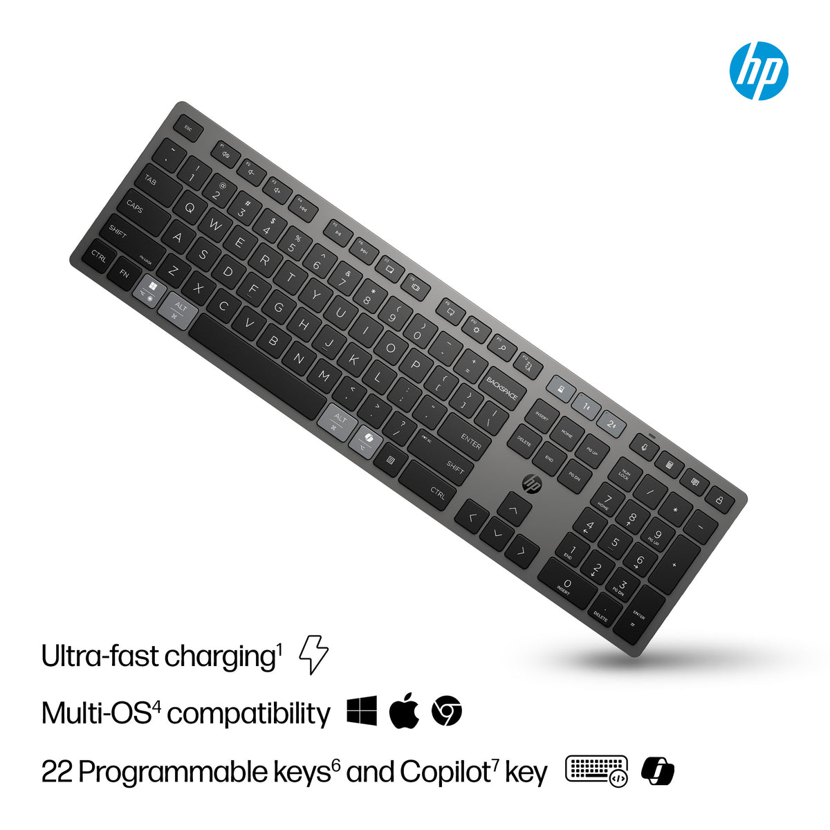 HP 720 Multi-Device Rechargeable Wireless Keyboard