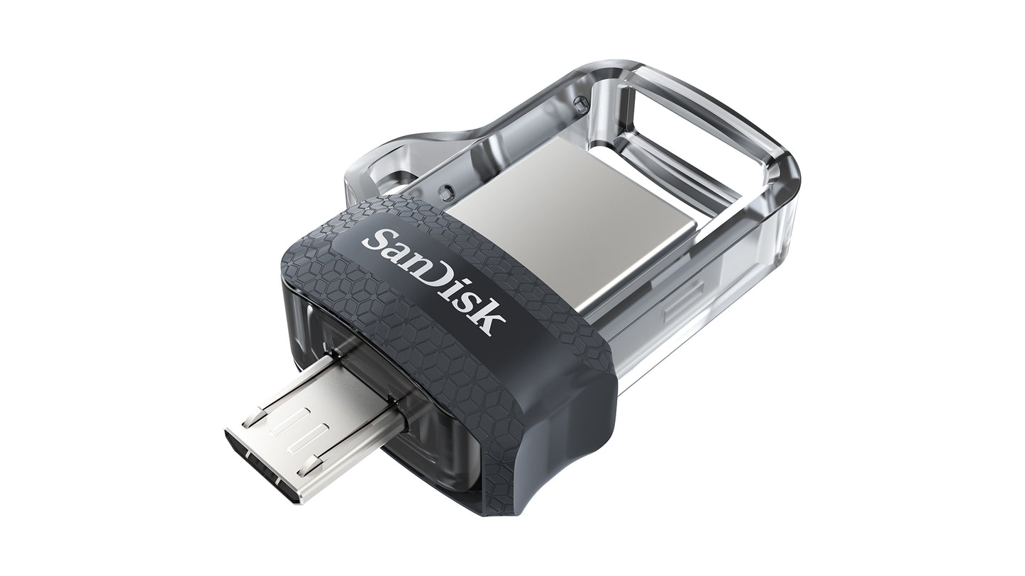 SanDisk Ultra Dual m3.0 μονάδα USB flash 64 GB USB Type-A / Micro-USB 3.2 Gen 1 (3.1 Gen 1) Μαύρος (Μαύρο), Άργυρος, Διαφανής