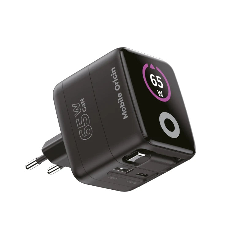 Mobile Origin 65W GaN Charger PW3 USB-C with 65cm cable + USB-A