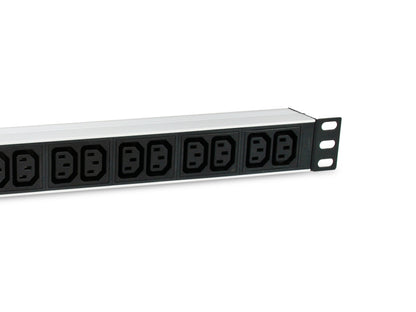 Equip 19" Steckdosenleiste CEE7/7 90°->12xIEC 60320 C13 Alu.
