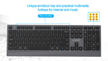 Gembird KBS-WPS-02 Dual-mode Slim Wireless Desktop Set, 2.4G+BT, US layout