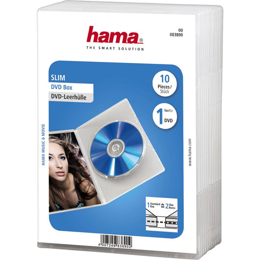 1x10 Διαφανές CD/DVD Jewel Case Hama Slim 83890