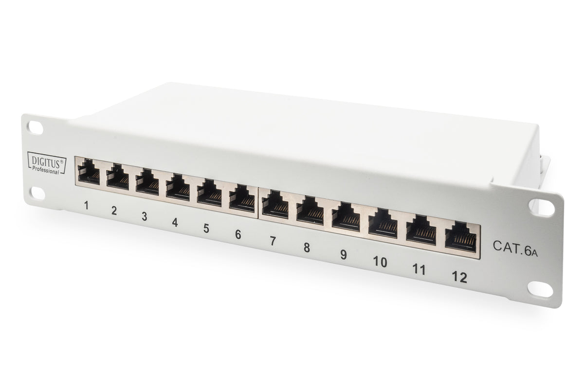 DIGITUS Cat.6A Patch Panel, shielded, 12-Port, 10", gray