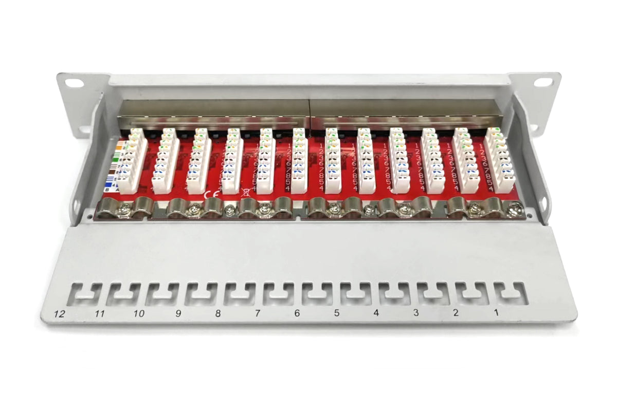 DIGITUS Cat.6A Patch Panel, shielded, 12-Port, 10", gray