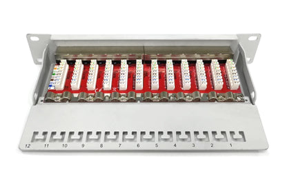DIGITUS Cat.6A Patch Panel, shielded, 12-Port, 10", gray