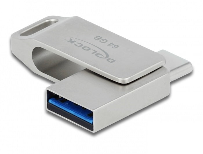 DELOCK USB 3.2 Gen1 USB-C+Typ-A Speicherstick 64 GB - Metall