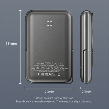 Vention 10000mAh 20W - magnetic power bank (black)