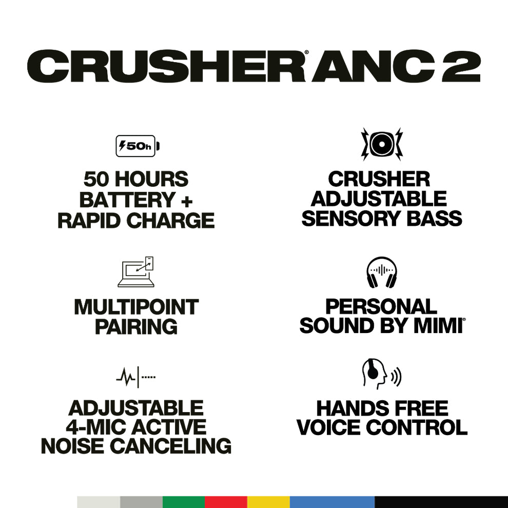 Skullcandy Crusher ANC 2 Wireless Headphones, True Black