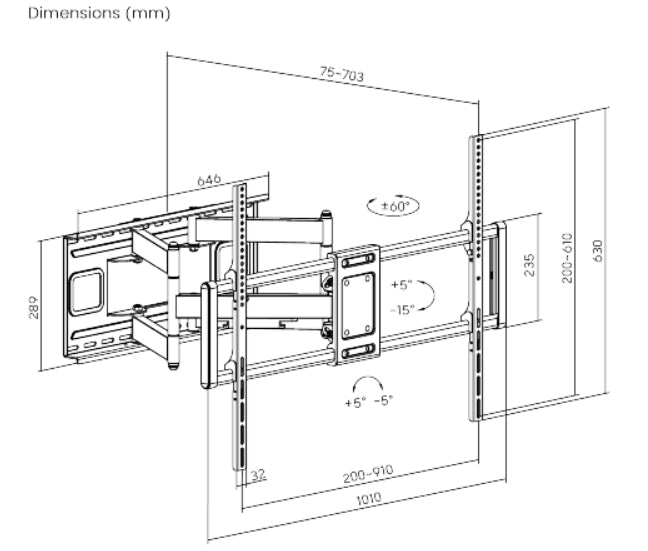 Gembird WM-120ST-01 TV Mount and Stand for 3.05 m (120") Screens, Black