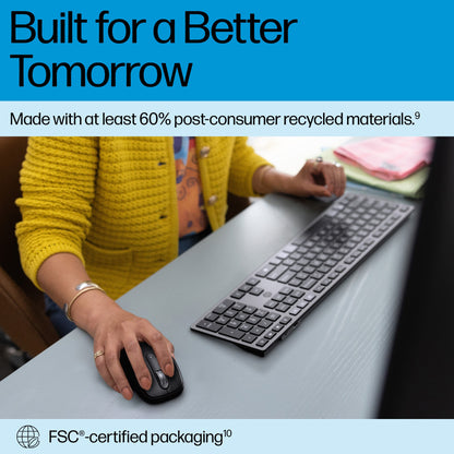 HP 720 Multi-Device Rechargeable Wireless Keyboard and Mouse Combo