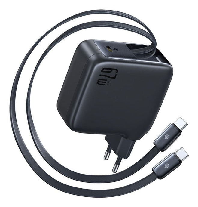 Baseus EnerCore CJ21 Charger Retractable 3C 67W EU, Black