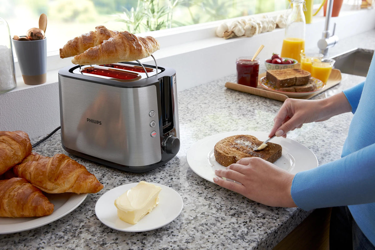 Φρυγανιέρα Philips Viva Collection HD2650/90 για 2 φέτες, 950 W, Μαύρη, Ανοξείδωτο ατσάλι