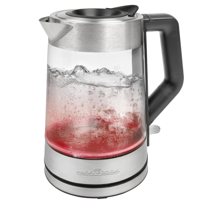 Proficook Glas-Wasserkocher PC-WKS 1190 G (inox/schwarz, 1,7 Liter)