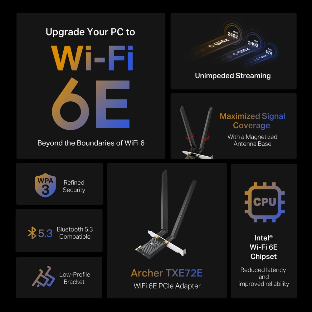 TP-Link AXE5400 Wi‑Fi 6E Bluetooth 5.3 PCIe Adapter