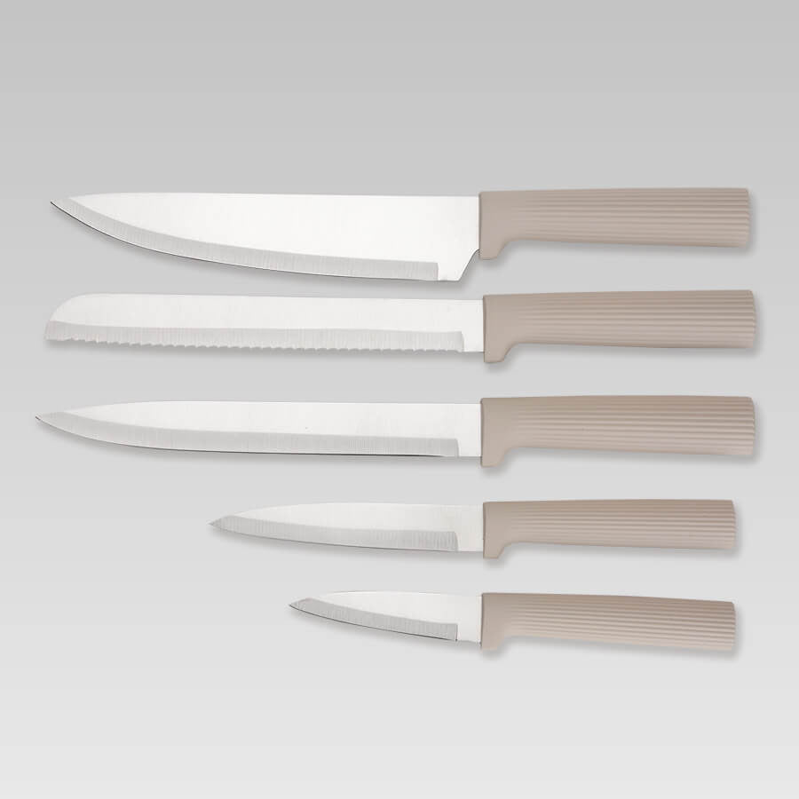 Σετ Μαχαιριών Maestro MR-1412-BEIGE με βάση και σετ επιφάνειας κοπής σε μπεζ χρώμα