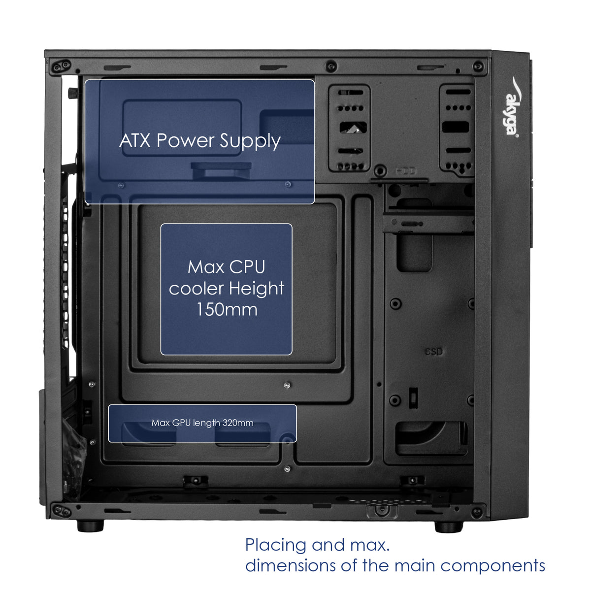 Akyga Obudowa Micro ATX AK19BK USB-C + USB 3.0 + 2x USB 2.0 czarna bez PSu Micro Tower Black