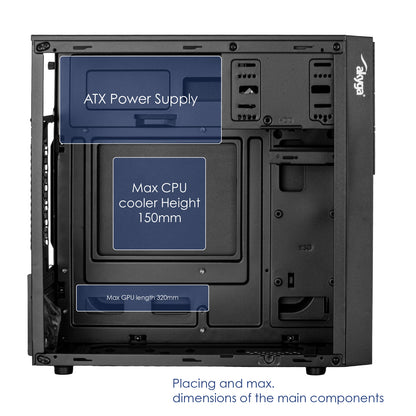 Akyga Obudowa Micro ATX AK19BK USB-C + USB 3.0 + 2x USB 2.0 czarna bez PSu Micro Tower Black