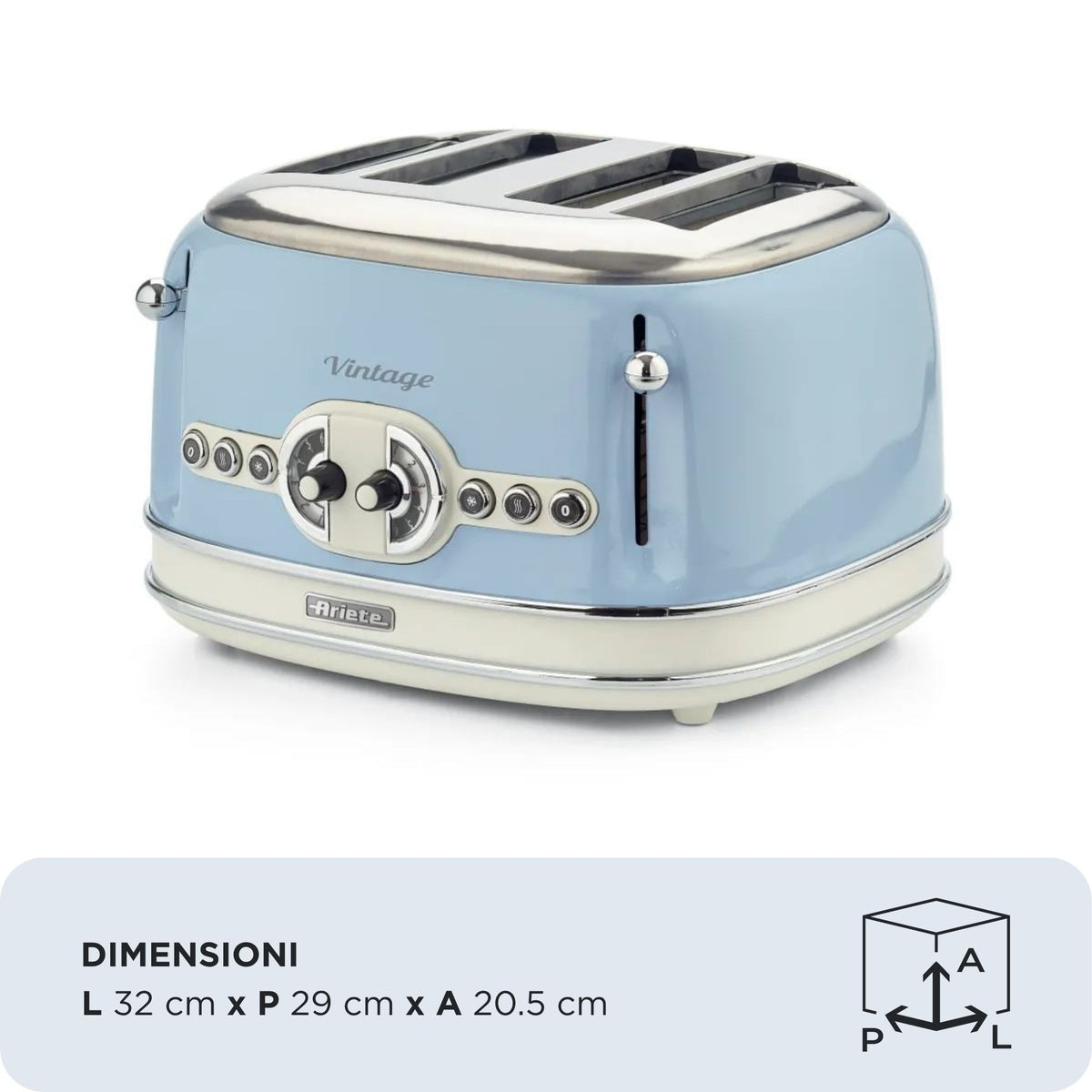 Ariete Vintage 4-Slot Toaster – Blue