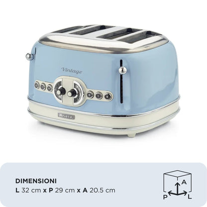 Ariete Vintage 4-Slot Toaster – Blue