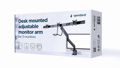 Gembird MA-DA3-03 monitor mount / stand 68.6 cm (27") Desk Black