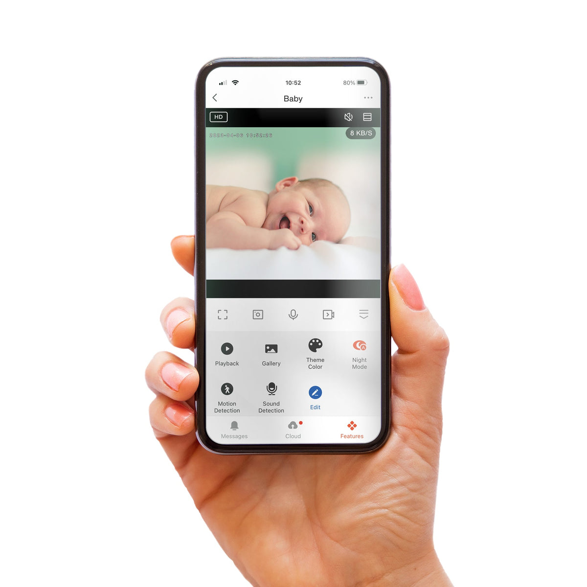 Alecto SMARTBABY5 WiFi Baby Monitor with Camera, White