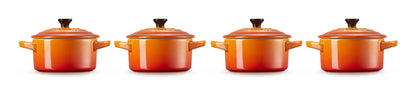 Σετ από 4 μικρές πήλινες κατσαρόλες Le Creuset 10x5 εκ. σε ηφαιστειακό χρώμα