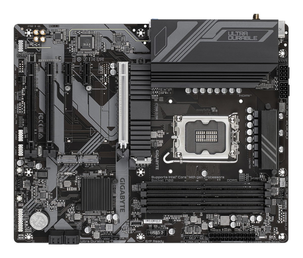 GIGABYTE Z790 D AX Motherboard - Supports Intel Core 14th Gen CPUs, 12+1+1 Phases Digital VRM, up to 7600MHz DDR5 (OC), 3xPCIe 4.0 M.2, Wi-Fi 6E, 2.5GbE LAN, USB 3.2 Gen 2