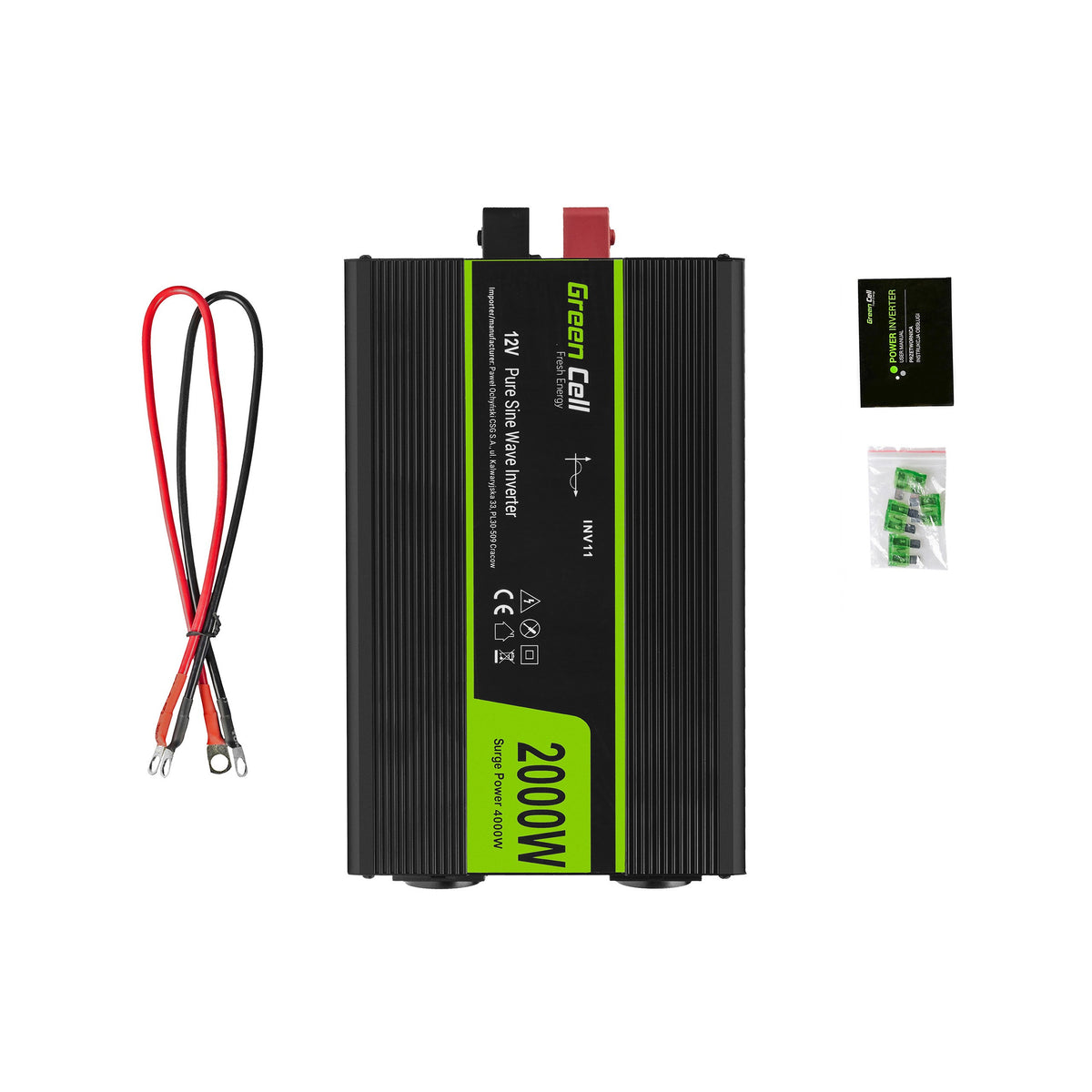 Green Cell INV11 power adapter/inverter Auto 2000 W Black