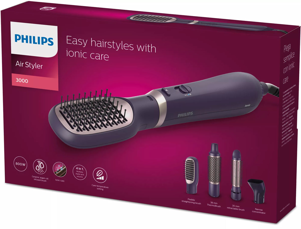 Philips 3000 Series BHA313/00 Hot Air Brush Hair Styling Tool, Warm Black, 800 W, 1.8 m Cord