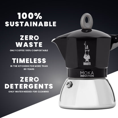 Bialetti Καφετιέρα Moka Induction 4TZ Μαύρη