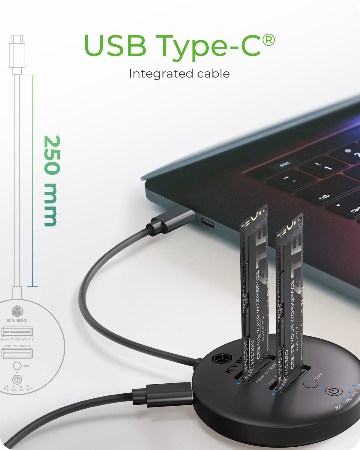 ICY BOX IB-1612MCL-C31 Docking Station for M.2 NVMe and SATA SSDs