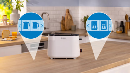 Τοστιέρα Bosch TAT2M121 για 2 φέτες, 950 W, Λευκή