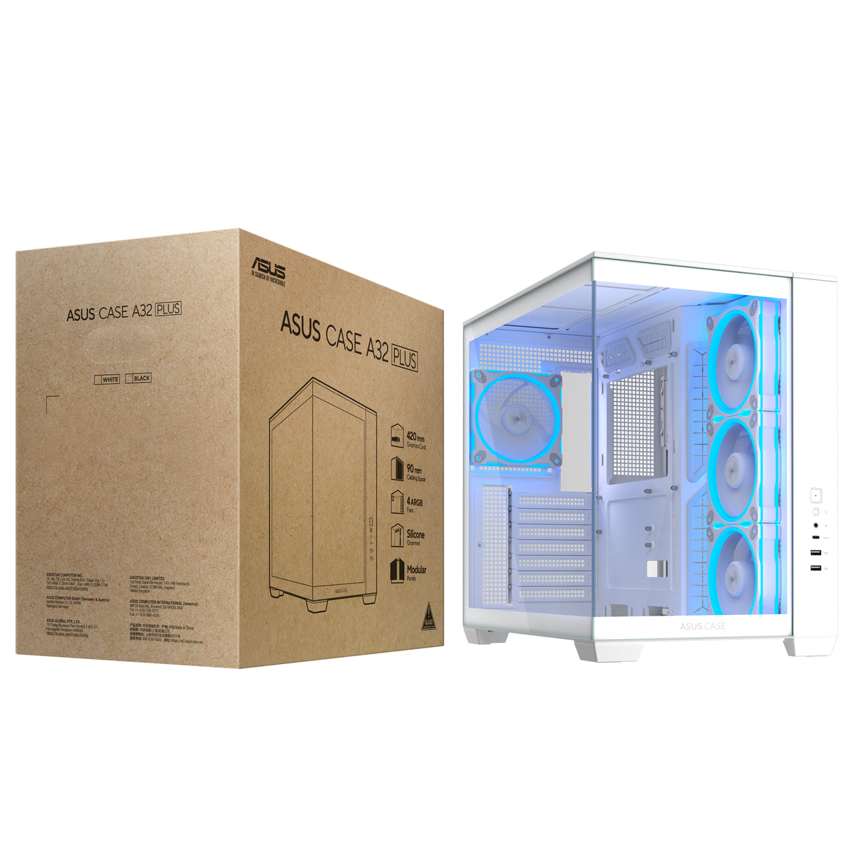 Asus A32 PLUS TG ARGB WHITE Computer Case