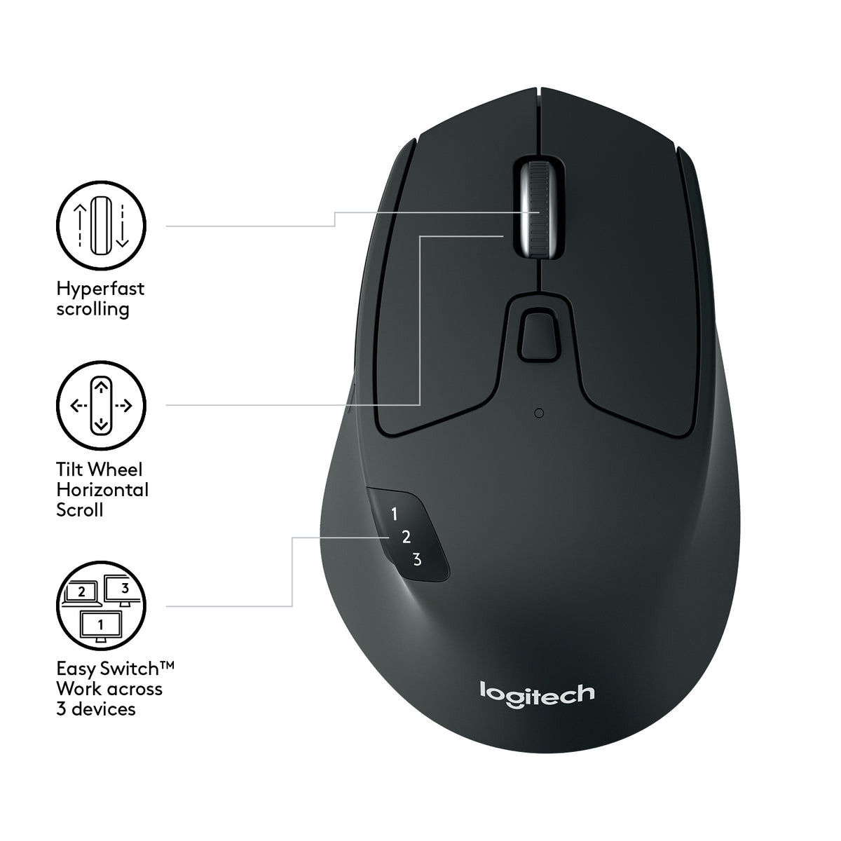 Logitech M720 Triathlon Wireless Mouse - Black