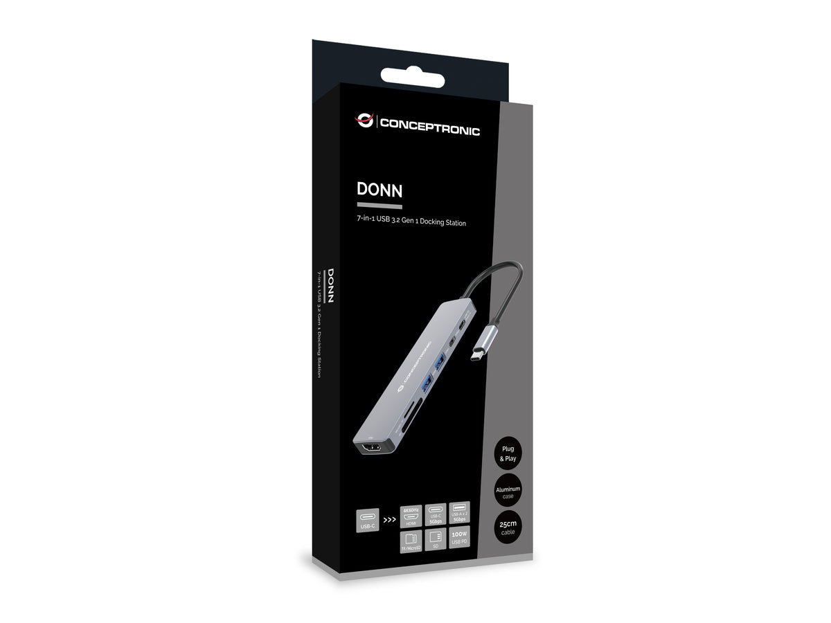 CONCEPTRONIC  7-1 Dock USB-C->HDMI/USB-C/2xUSB-A/+   25cm gr